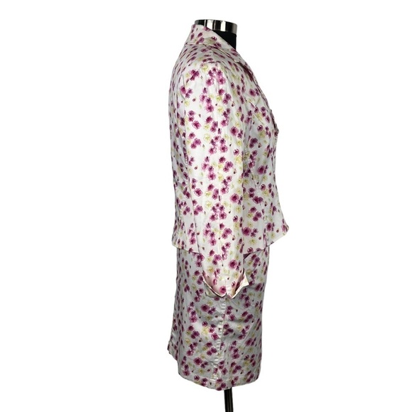 VINTAGE NICOLE MILLER 90S FLORAL COTTON NOTCH COLLAR ZIP JACKET SKIRT SUIT SET - Picture 6 of 15